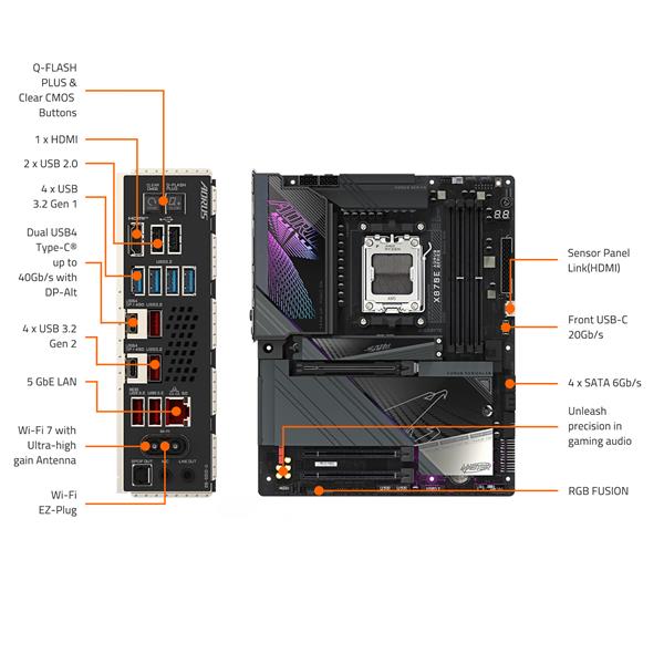 GIGABYTE X870E AORUS MASTER AMD AM5 LGA 1718 Motherboard, ATX, DDR5