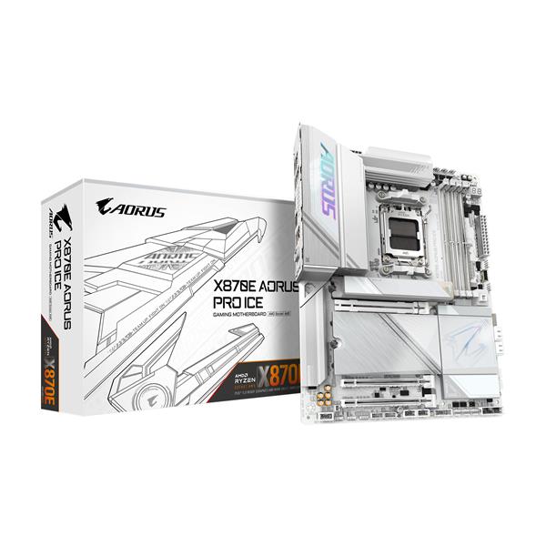 GIGABYTE X870E AORUS PRO ICE AM5 LGA 1718, ATX, DDR5,4xM.2 Motherboard