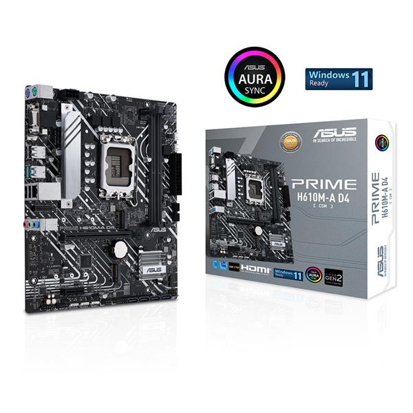 Powered by 12th Generation Intel Core processors, ASUS PRIME H610M-A D4-CSM commercial motherboard provides enhanced enterprise level features, including comprehensive system protection, 24/7 stability & reliability and an improved management suite ASUS C