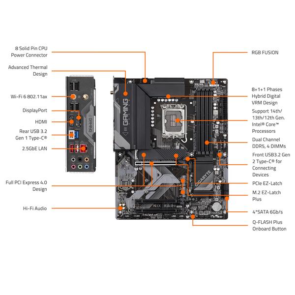 GIGABYTE Z790 GAMING PLUS AX LGA 1700 Intel Z790 ATX Motherboard