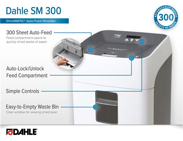 DAHLE ShredMATIC® SM 300 Cross-Cut P-4 Shredder with Auto Feed Bin