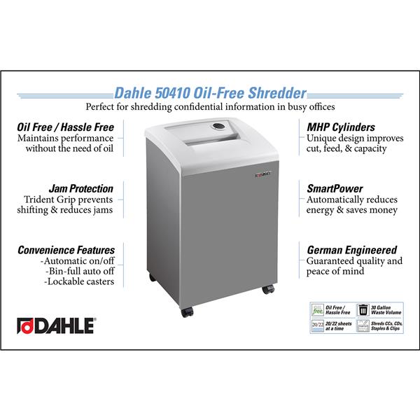 DAHLE 50410 Oil-Free P-3 CrossCut Shredder, SmartPower, jam protection