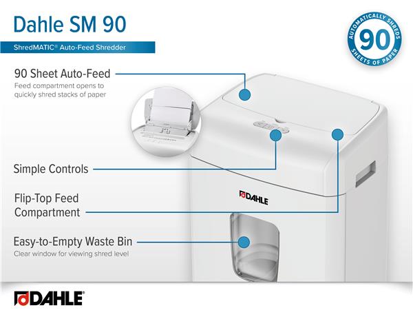 DAHLE ShredMATIC SM 90 Cross-Cut P-4 Shredder with Auto Feed Bin