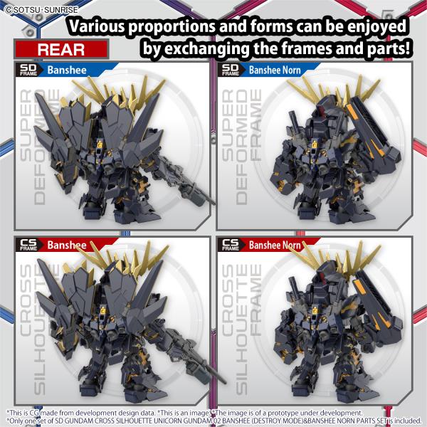 BANDAI SD Cross Silhouette Unicorn Gundam 02 Banshee Destroy Mode & Banshee Norn Parts Set "Gundam UC" Model kit