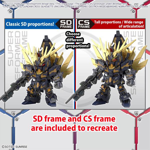 BANDAI SD Cross Silhouette Unicorn Gundam 02 Banshee Destroy Mode & Banshee Norn Parts Set "Gundam UC" Model kit