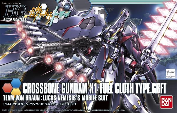 BANDAI Hobby HGBF 1/144 #35 Crossbone Gundam X-1 Full Cloth (Ver. GBF) "Gundam Build Fighters Try" Model Kit