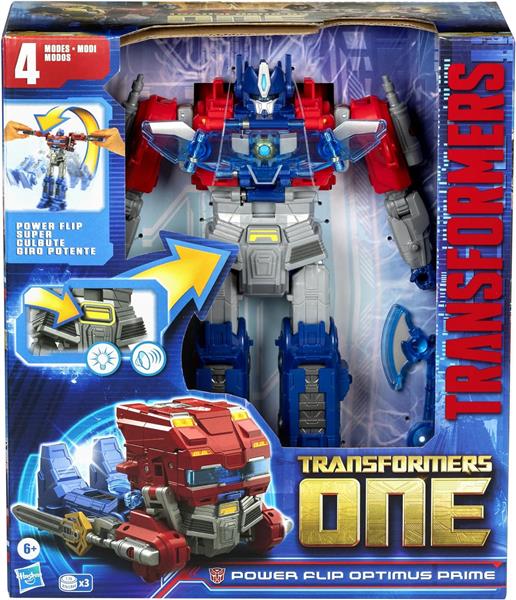 Hasbro Transformers One Movie Power Flip Optimus Prime (Orion Pax) Converting Action Figure, 4 Modes, 10-inch Interactive Electronic Toy, Lights & Sounds