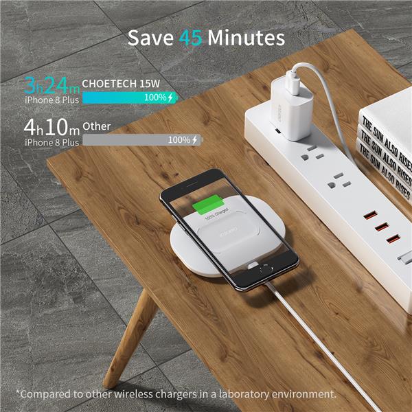 Choetech 15W Airpods / Phone Wireless Fast Charger, Adapter & Cable