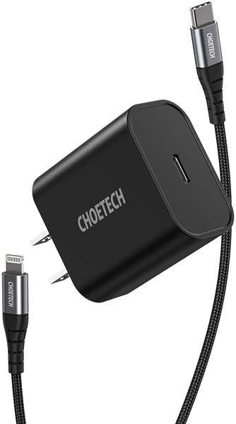 Choetech 18W USB-C PD Power Adapter, 1.2m Cable