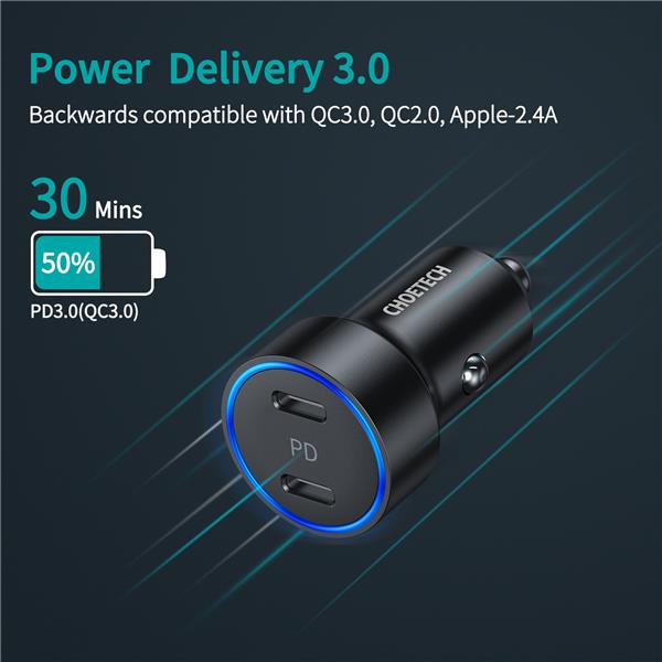 Choetech 36W Dual Type C PD Car Charger