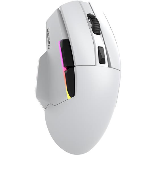 Dareu A955 Gaming Mouse with Charging Dock and RGB Lighting,Transparent Bottom,White