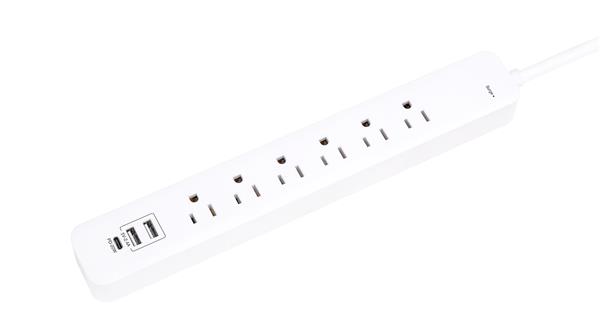 iCAN 6 Outlets Power Strip with 2 USB-A and 1 USB-C Ports, 3ft Cord