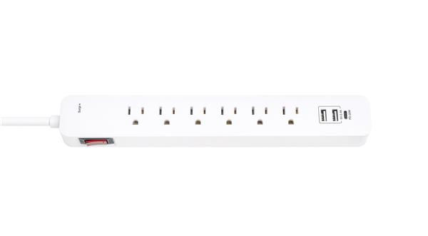 iCAN 6 Outlets Power Strip with 2 USB-A and 1 USB-C Ports, 3ft Cord