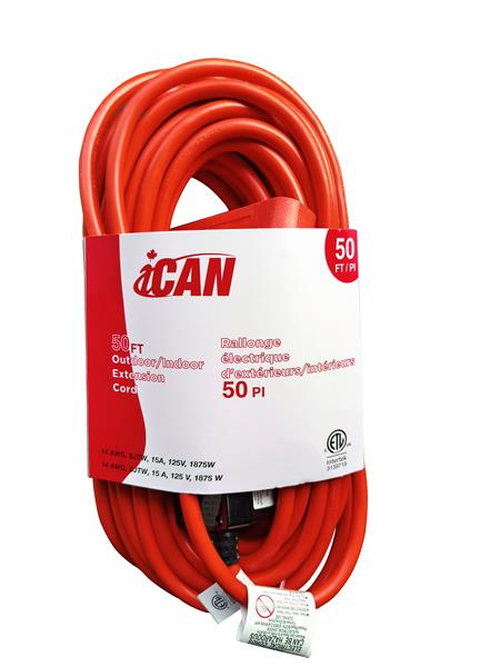 iCAN 3 Outlets 50ft Outdoor Extension Cord(Open Box)