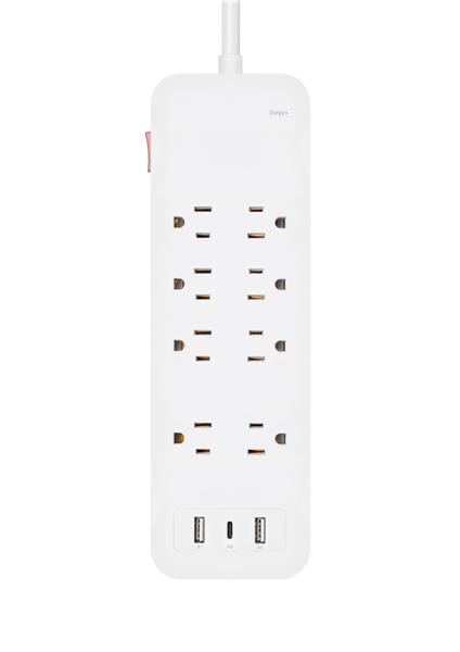 iCAN 8 Outlets Surge Protector with 2 USB-A and 1 USB-C, 6ft Cord