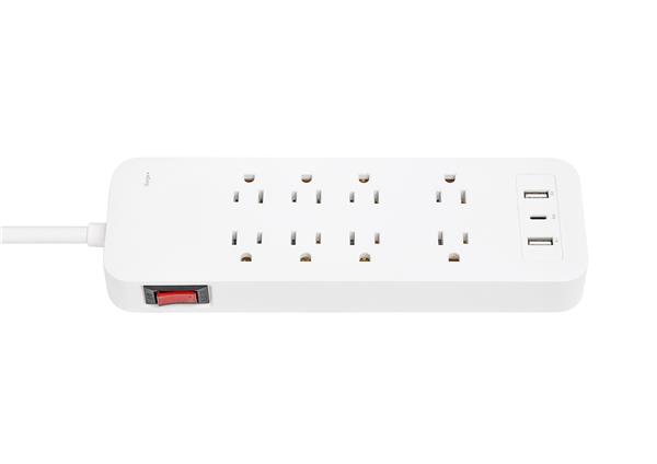 iCAN 8 Outlets Surge Protector with 2 USB-A and 1 USB-C, 6ft Cord(Open Box)