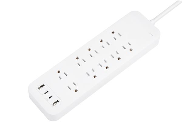 iCAN 10 Outlets Surge Protector with 2 USB-A and 2 USB-C, 6ft Cord