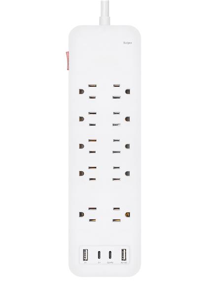 iCAN 10 Outlets Surge Protector with 2 USB-A and 2 USB-C, 6ft Cord