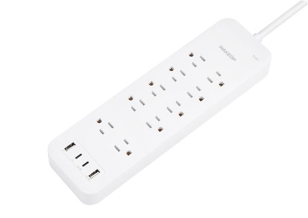 iCAN 10 Outlets Surge Protector, 6ft Cord, 2USB-A 2USB-C, 2450J, White