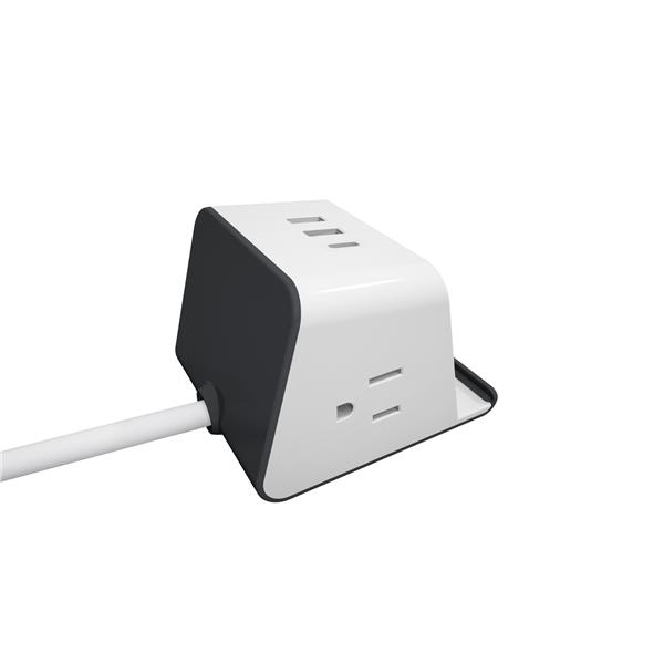 iCAN 2 Outlets 3 USB Power Socket, 5ft Cord, Wireless Charge