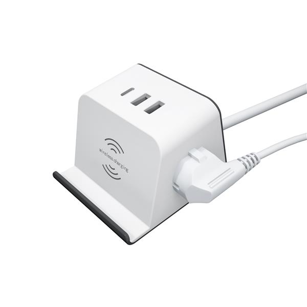 iCAN 2 Outlets 3 USB Power Socket, 5ft Cord, Wireless Charge