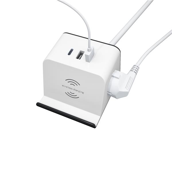 iCAN 2 Outlets 3 USB Power Socket, 5ft Cord, Wireless Charge