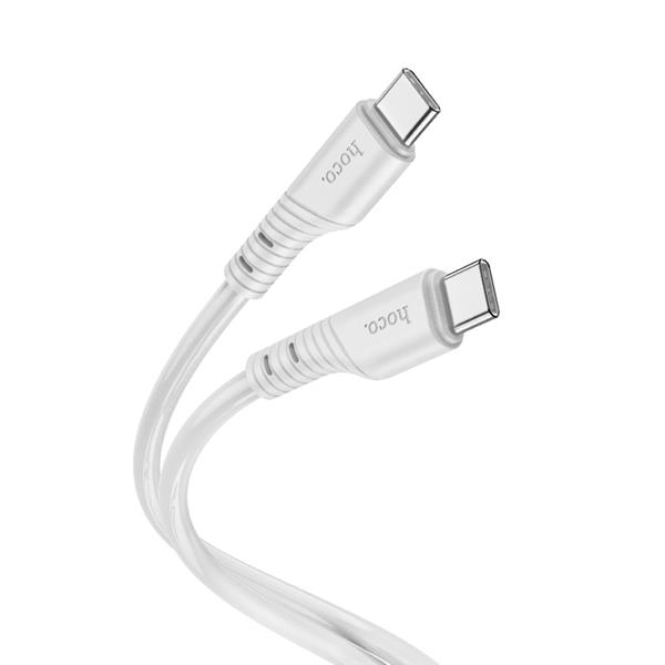 HOCO light gray 60W silicone charging data cable USB Type-C to Type-C,1m (3.3ft)(Open Box)