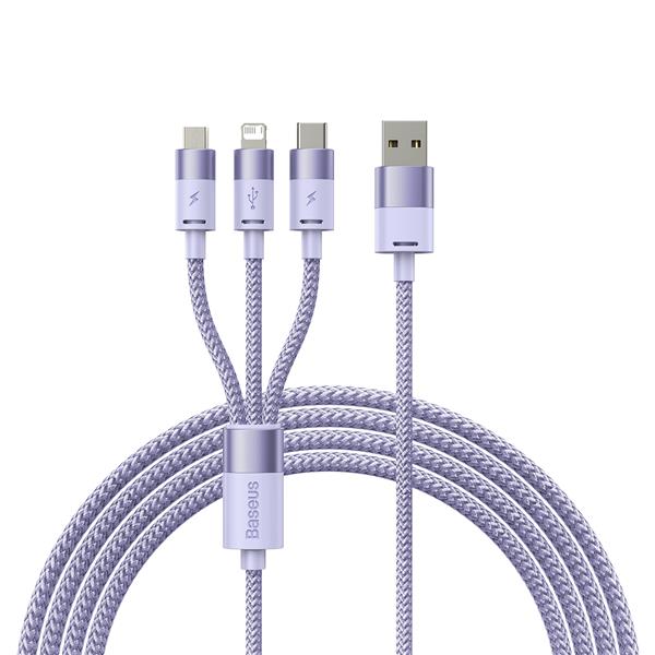 Baseus StarSpeed 1-for-3 Fast Charging Data Cable USB-A to M+L+C 3.5A, 1.2m (4ft), Purple
