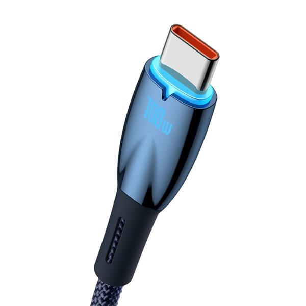 Baseus Glimmer Series Fast Charging Data Cable USB-A to Type-C 100W, 1m (3.3ft),  Blue