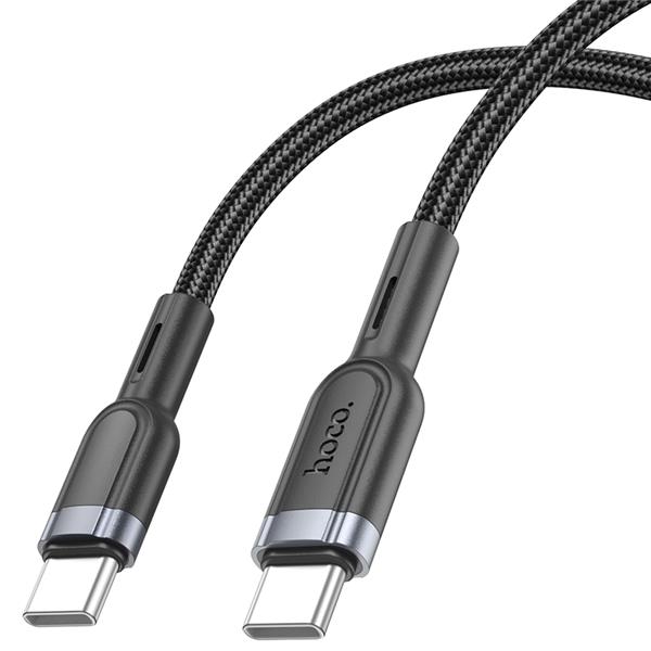 Hoco "U117 Grand" 60W intelligent power-off charging data cable Type-C to Type-C, 1.2m (4ft), Black(Open Box)