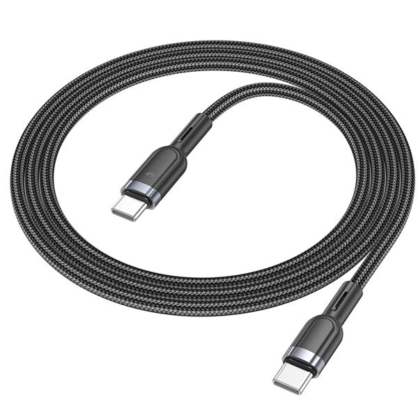 Hoco "U117 Grand" 60W intelligent power-off charging data cable Type-C to Type-C, 1.2m (4ft), Black