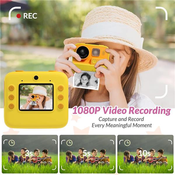 Mafiti Kids Camera Instant Print, K27 48MP Digital Camera with Zero Ink, Selfie 1080P Video Camera with 32G TF Card, Toys Gifts for Girls Boys Aged 3-12 for Christmas/Birthday/Holiday (Orange)(Open Box)