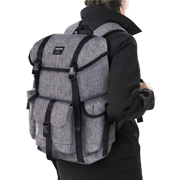 KINGSLONG 15.6" Backpack, Hiking Motorcycle Camping Traveling, Grey