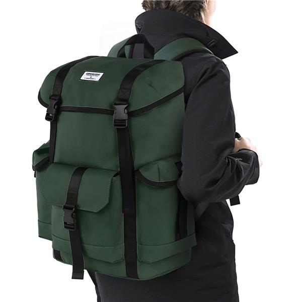 KINGSLONG 15.6" Backpack, Hiking Motorcycle Camping Traveling, Green