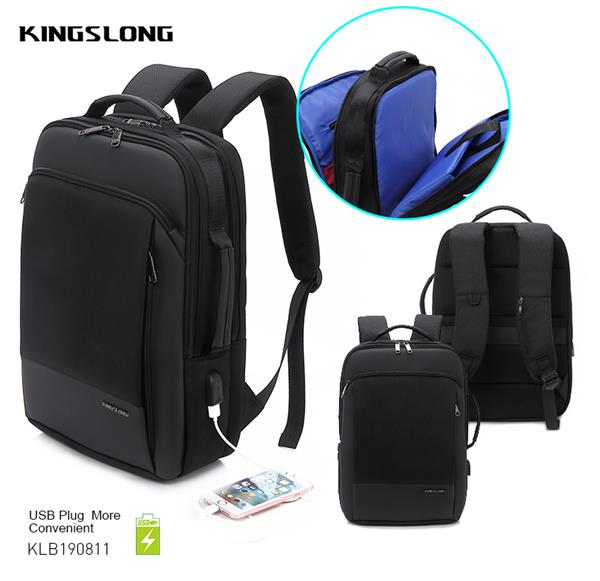 KINGSLONG 15.6" Business Slim Laptop Backpack with USB Charging Port