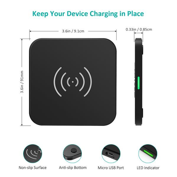 Choetech 10W Qi Wireless Charger, 1.2m Cable, Anti-Slip Rubber