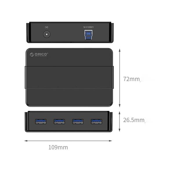 ORICO 4-Port USB 3.0 Hub with 100cm Cable, Dual Mode Power Supply