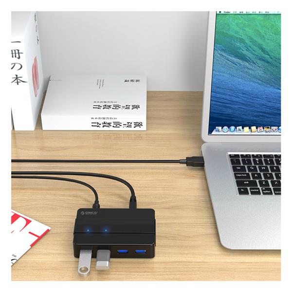 Orico 4-Port USB 3.0 Hub, 12V 2A Power Adapter, Dual Mode Power Supply