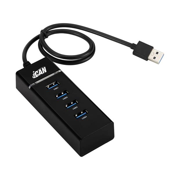 iCAN  4-Port USB 3.0 Hub, 5Gbps Transmission Speed with 30cm Cable