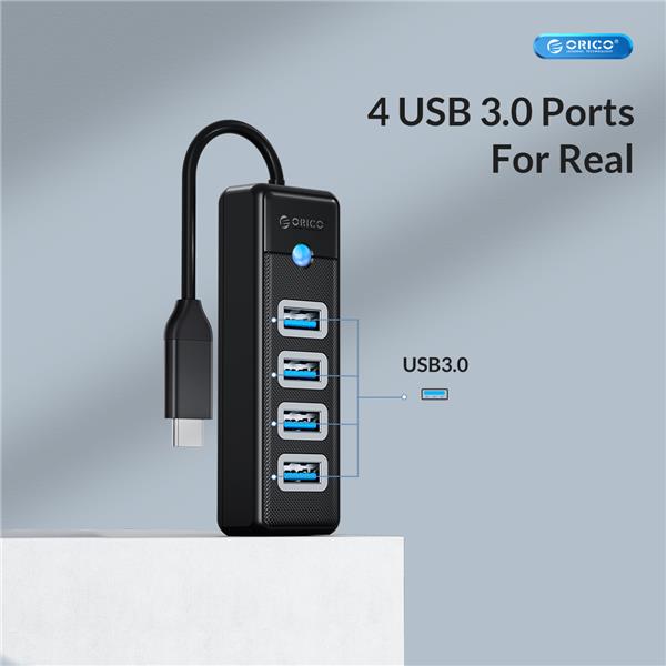 Orico 4-Port USB 3.0 Data Transfer Hub with USB-C Input(Open Box)