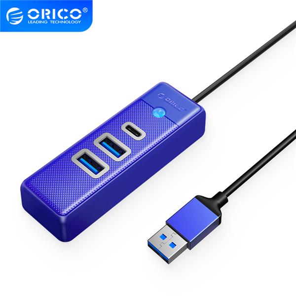 ORICO 3-Port USB-A*2 & Type-C*1 Hub with 15cm Cable, USB-A Input, Blue