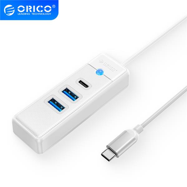 ORICO 3-Port USB-A*2 & Type-C*1 Hub, 15cm Cable, USB-C Input, White