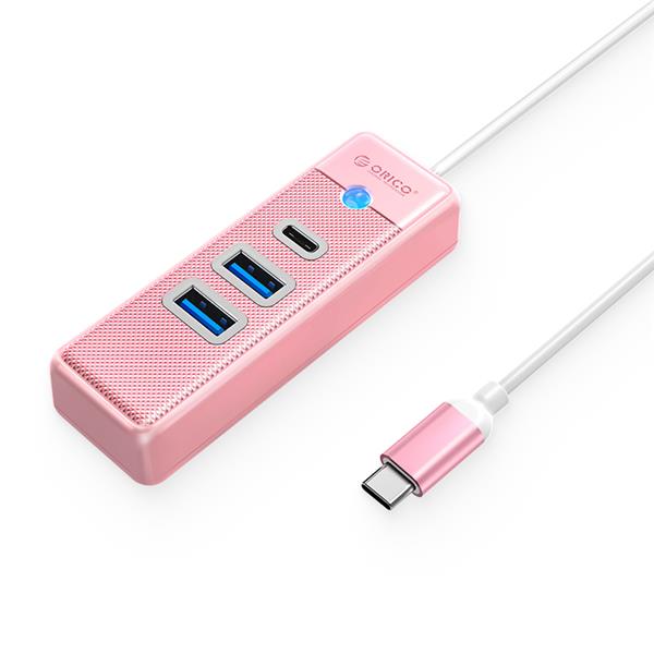 ORICO 3-Port USB-A*2 & Type-C*1 Hub with 15cm Cable, USB-C Input, Pink