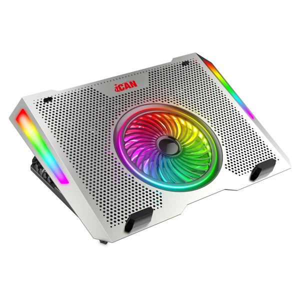 iCAN 5 Fans Cooler for 12-21'' Laptop, 5 Heights Stand, 2 USB Ports