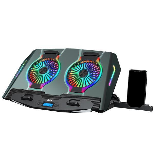 iCAN Gaming Laptop Cooler with Phone Holder, 2 Quiet Big Fans(Open Box)