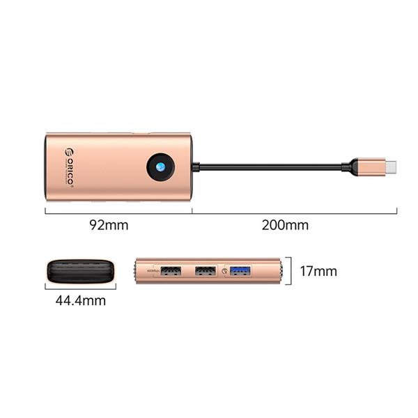 ORICO 5-in-1 Type-C 60W 5Gbps Multifunction Docking Station, Rose Gold(Open Box)