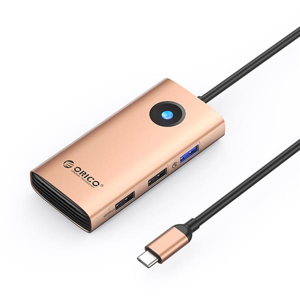 ORICO 5-in-1 Type-C 60W 5Gbps Multifunction Docking Station, Rose Gold