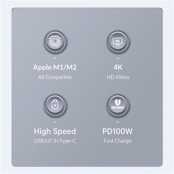 ORICO 8-in-1 100W Type-C 5Gbps Multi-function Docking Station(Open Box)