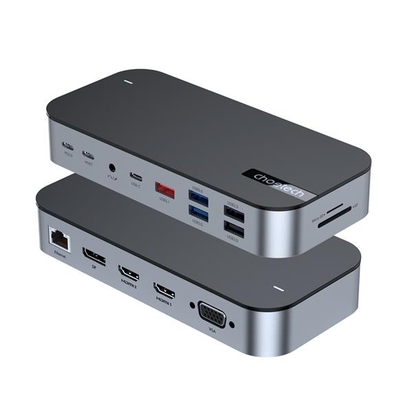 Choetech 15-in-1 USB-C 100W 10Gbps Docking Station, Quadruple Display(Open Box)