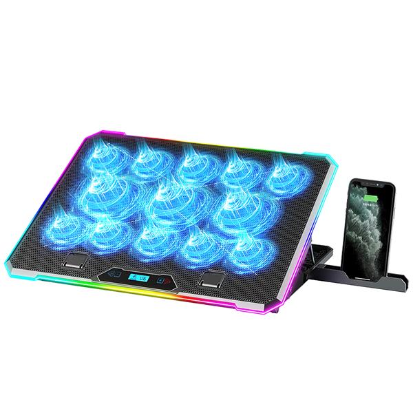 iCAN Gaming Laptop Cooler with 13 Fans, 10 Modes RGB Colors Light(Open Box)